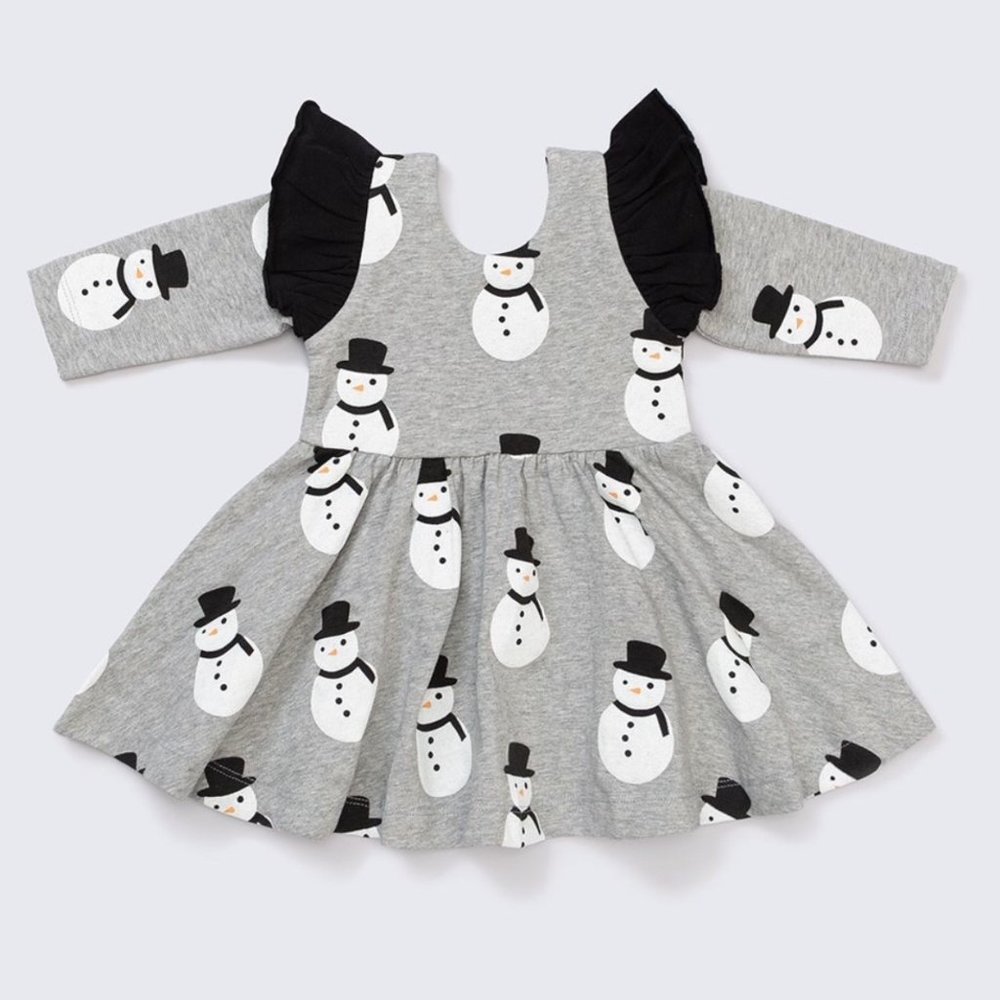 NWT:  Monica + Andy Double Ruffle Let's Dance Dress: Let it Snowman (6-12m)